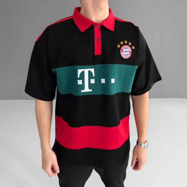 Football Print Loose Casual Comfortable Unisex Polo Collar Short Sleeve T-shirt Football Club T-shirt - Yesunshine.com 