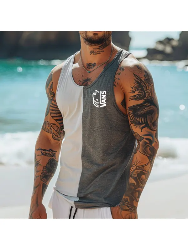 Two-Tone Tank Top For Beach And Casual Wear - Frontiercool.com 
