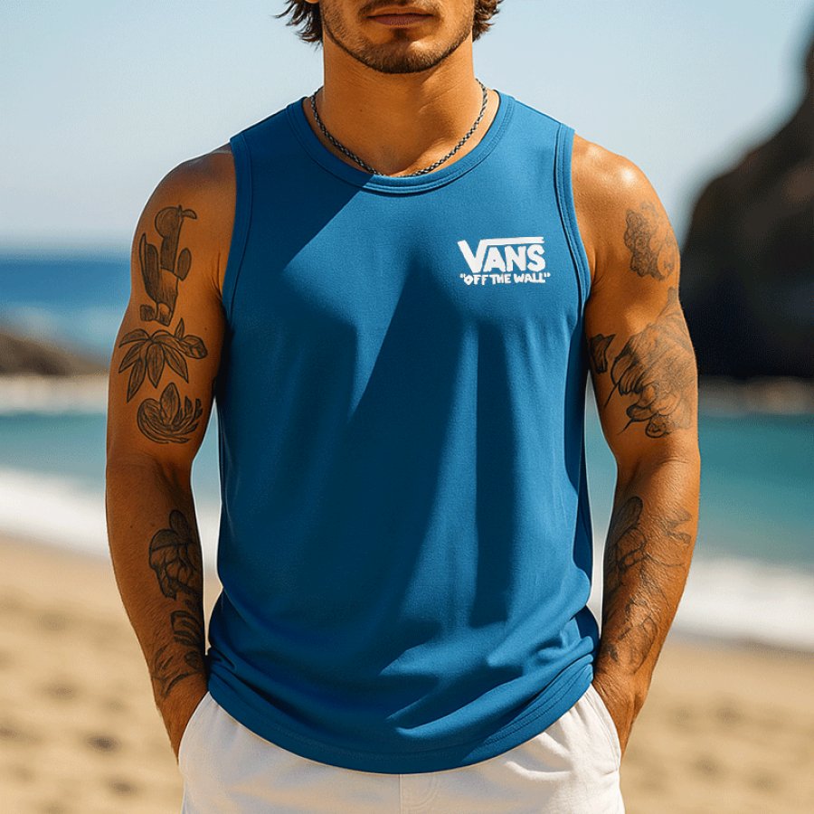 

Stylish Blue Sleeveless Tank Top For Summer Beach Adventures