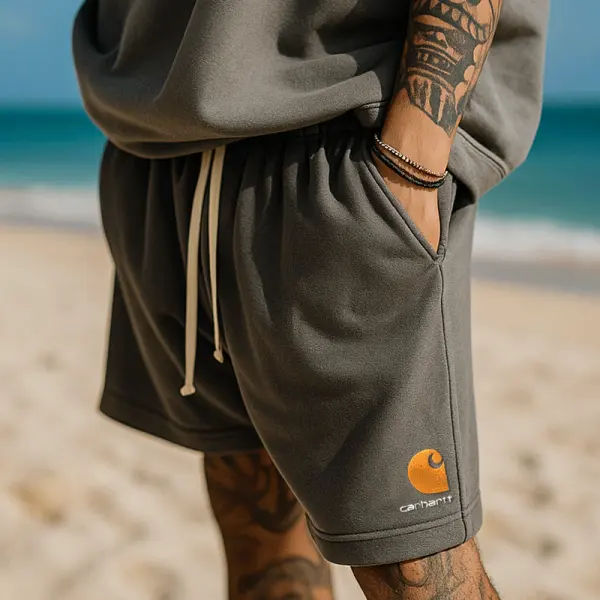 Stylish Embroidery Pattern Drawstring Shorts For Casual Summer Outfits - Yesunshine.com 