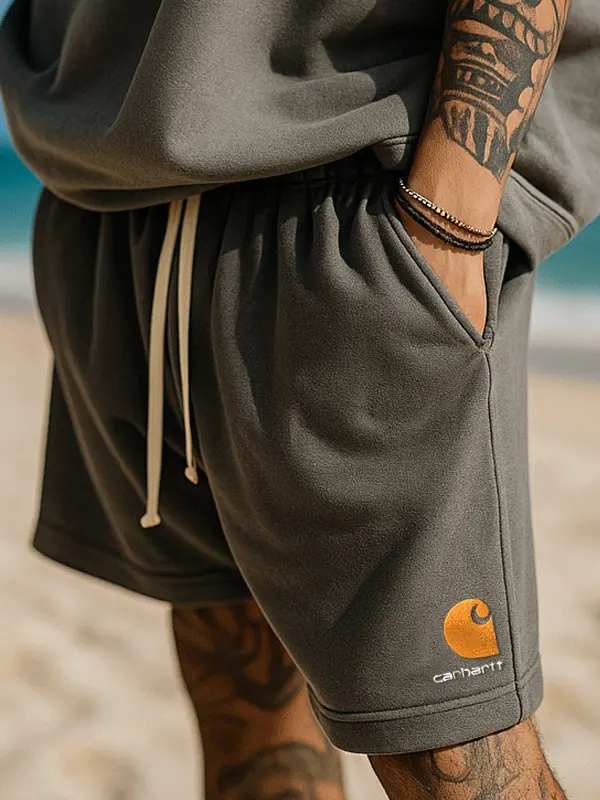Stylish Embroidery Pattern Drawstring Shorts For Casual Summer Outfits - Menwyx.com 