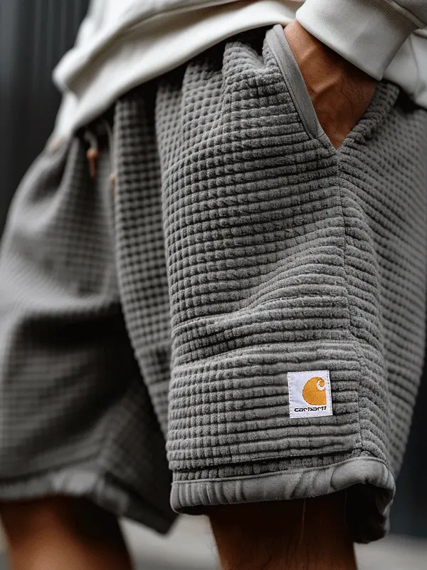 Corduroy Shorts With Iconic Patch For Casual Wear - Menwyx.com 
