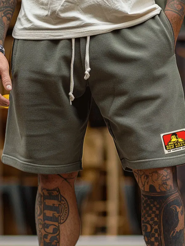 Men's Casual Shorts With Adjustable Drawstring And Iconic Patch Design - Menwyx.com 