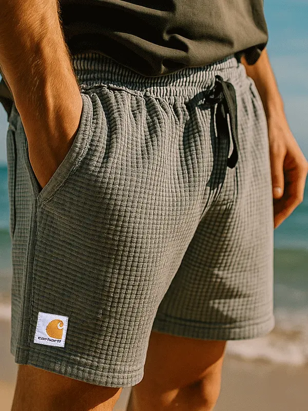 Comfortable Waffle Knit Shorts For Summer Beach Days - Menwyx.com 