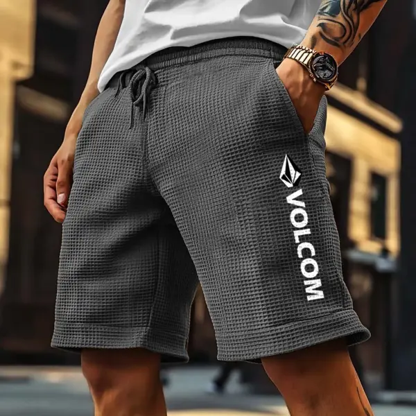 Men's Vintage Waffle Knit Diamond Print Surfing Elastic Drawstring Boardshorts Shorts - Yesunshine.com 