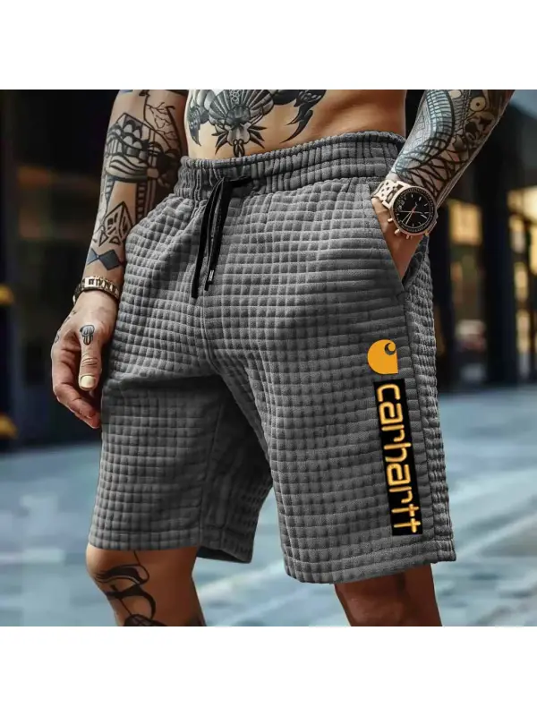 Men's Vintage Check Quilted Surfing Elastic Drawstring Walkshort Shorts - Shopyiyistories.com 
