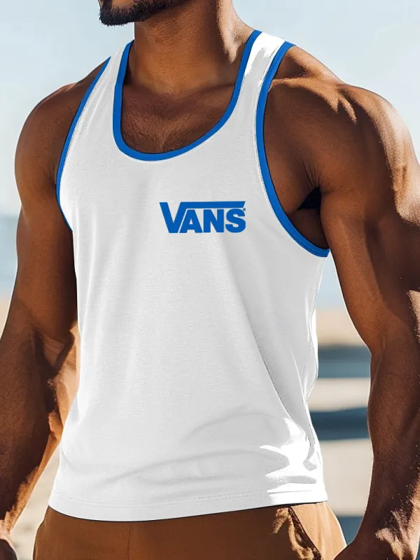 Vans Men's Casual Print Contrast Sleeveless Shirts Tops - Menwyx.com 