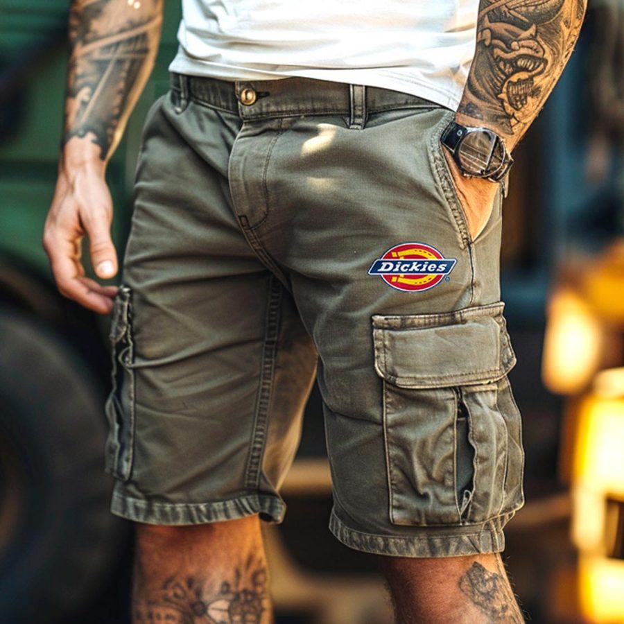 

Dickies Men's Vintage Washed And Distressed Multi-Pocket Outdoor Cargo Shorts