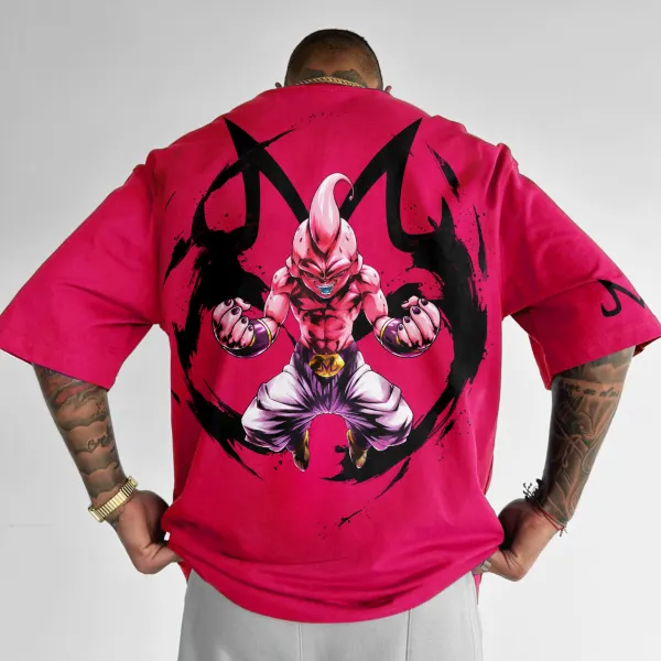 Oversize Dragon Ball Majin Buu Print Tee - Spiretime.com 