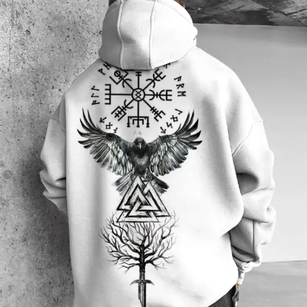 Oversize Vikings Print Hoodie - Dozenlive.com 