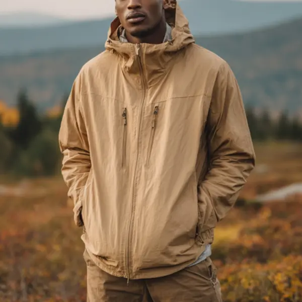 Outdoor Adventure In A Khaki Windbreaker - Pipersuper.com 