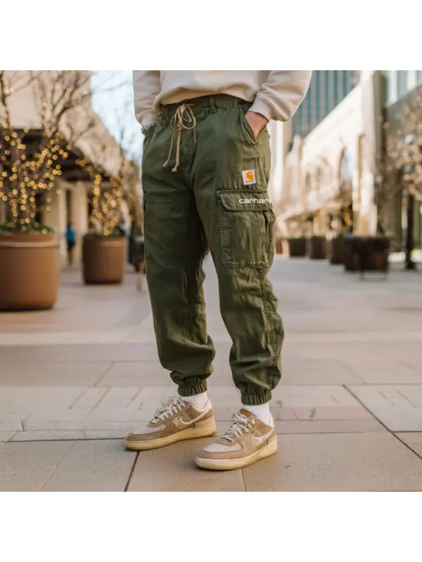 Green Cargo Pants With Drawstring Waist - Anrider.com 