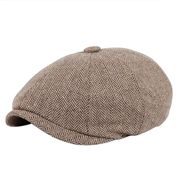 Men's British Vintage Herringbone Twill Beret - Yesunshine.com 