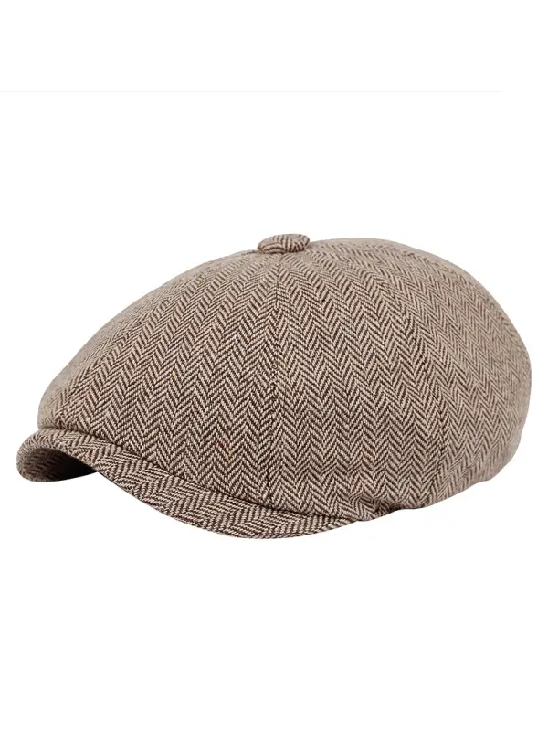 Men's British Vintage Herringbone Twill Beret - Aptkoi.com 