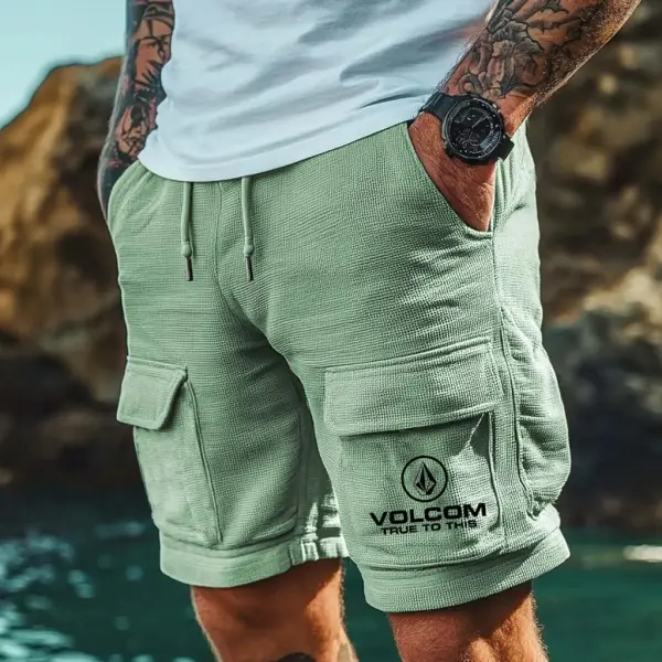 Volcom Men's Surf Waffle Knit Elastic Drawstring Cargo Shorts - Menzfolk.com 
