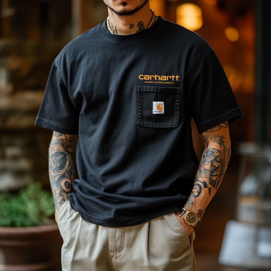 

Vintage Stylish Pocket Tee For Everyday Wear