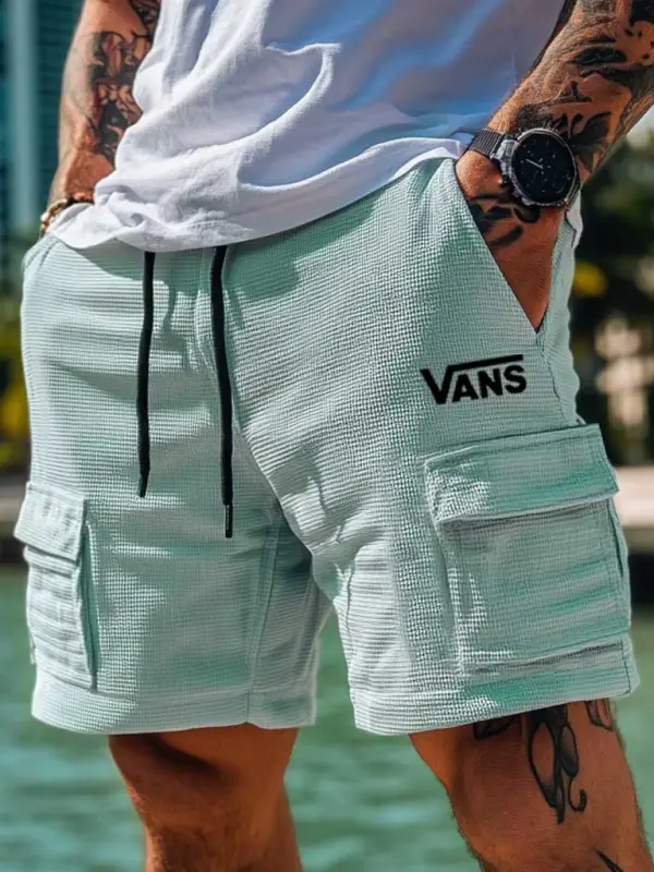 Vans Men's Surf Shorts Waffle Knit Multi-Pocket Casual Walkshort Elastic Shorts - Wantbright.com 
