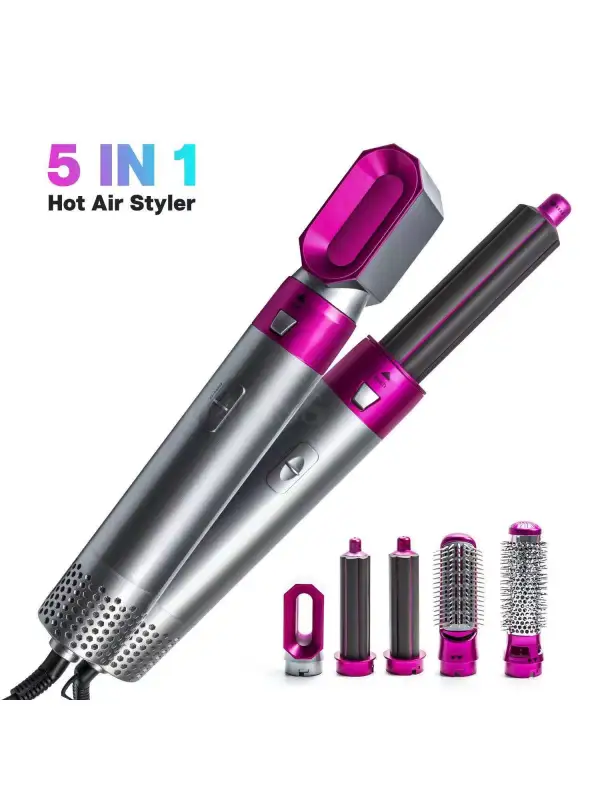 5 IN 1 Hair Dryer Brush Hot Comb Air Volumizer Curler Straightener Curling Style - Godeskplus.com 