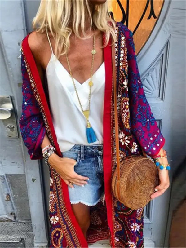 Casual Fashion Printed Long Sleeve Cardigans - Charmwish.chimpone.com 