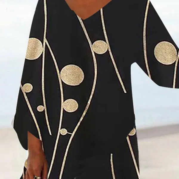 Plus Size V Neck Print Shirt - Styletaken.chimpone.com 