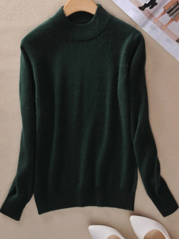 Set Of Women's Half-high Collar Cashmere Sweater Knit Bottoming Slim Sweater - Hoplady.chimpone.com 