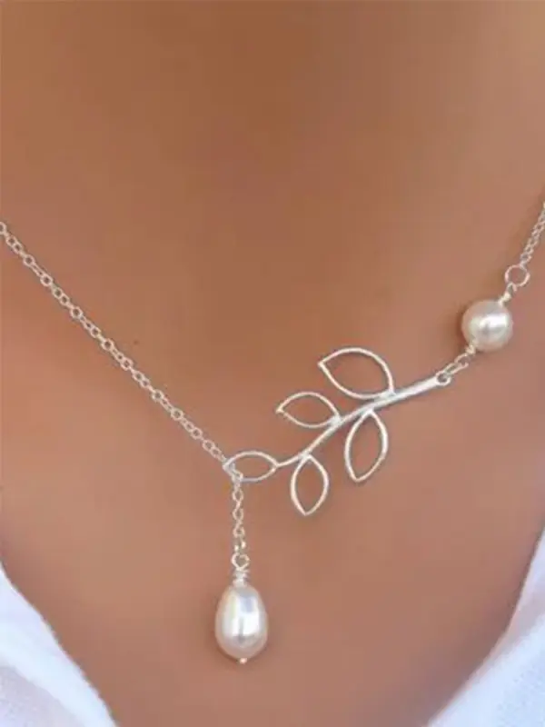 New Chic Fashion Vintage Leaf Pearl Necklaces - Hoplady.chimpone.com 