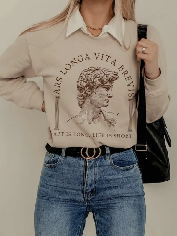 Literary Statue Print Sweatshirt - Cominbuy.com 