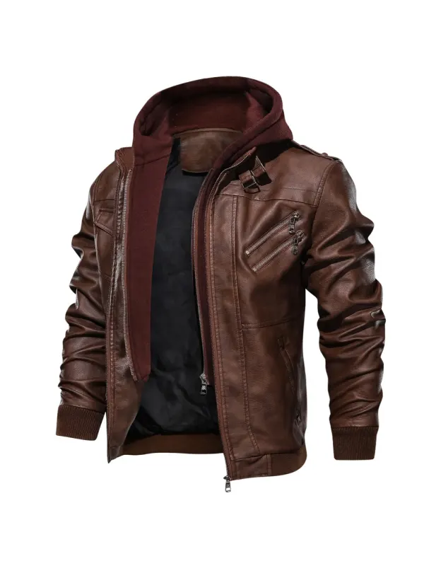 Mens Outdoor Cold-proof Motorcycle Leather Jacket - Godeskplus.com 