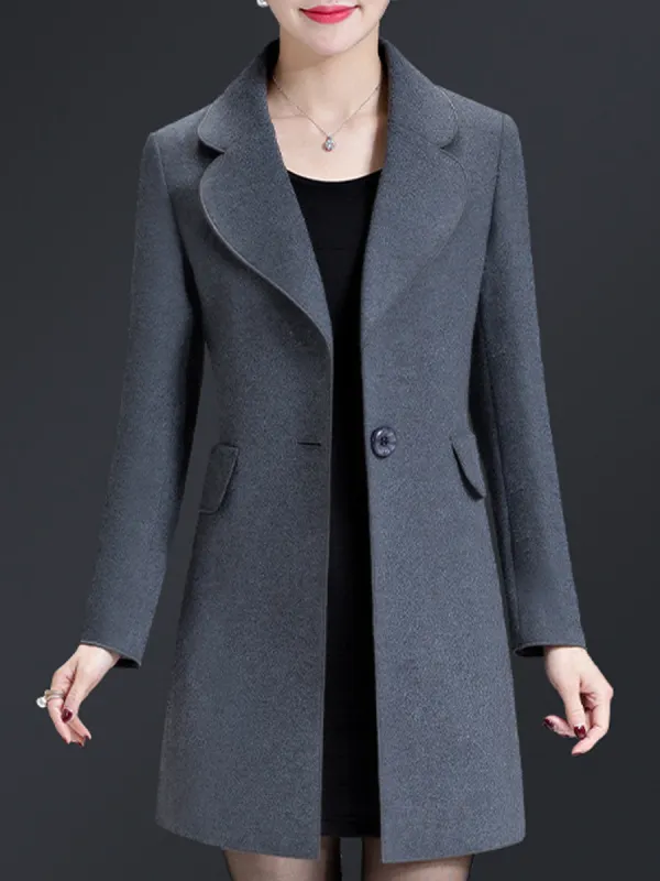 Regular Solid Color Mid-length Woolen Coat - Godeskplus.chimpone.com 