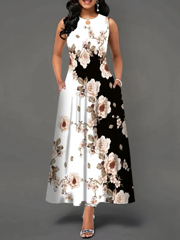 Casual Print Swing Boho Sleeveless Dress - Godeskplus.com 