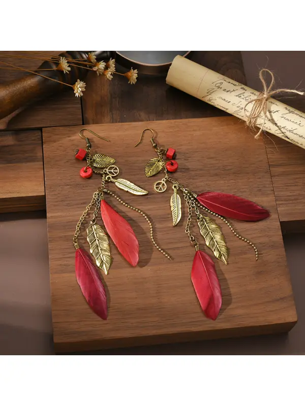 Vintage Ethnic Feather Earrings - Godeskplus.com 