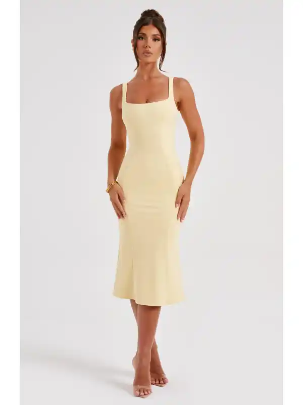 Elaine Midi Dress - Lemon - Godeskplus.com 