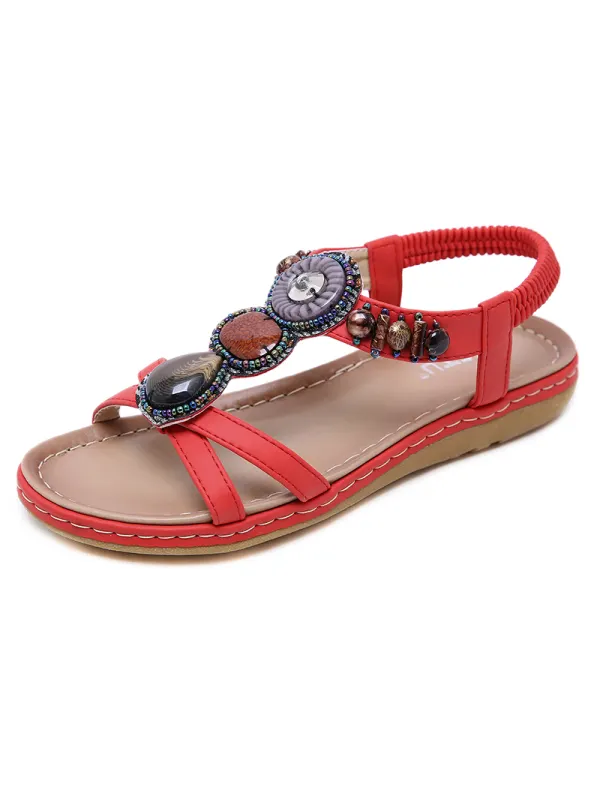 Bohemian Retro Beaded Holiday Seaside Beach Flats - Godeskplus.com 