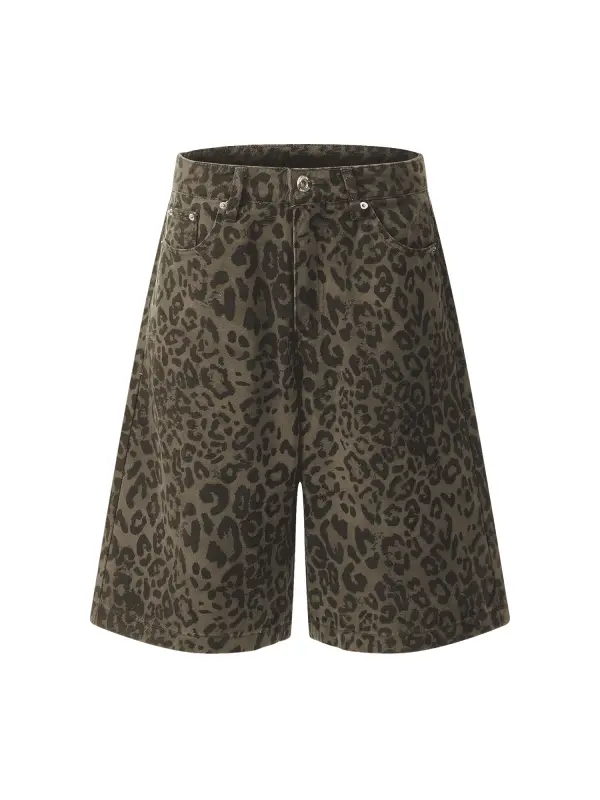Thesupermade Vintage Leopard Print Cropped Trousers Jort Only $95.16 - Godeskplus.com 
