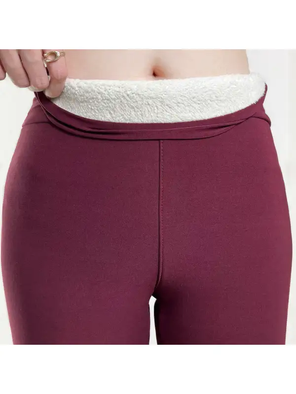 Wine Red Fleece-Lined Leggings - Godeskplus.com 