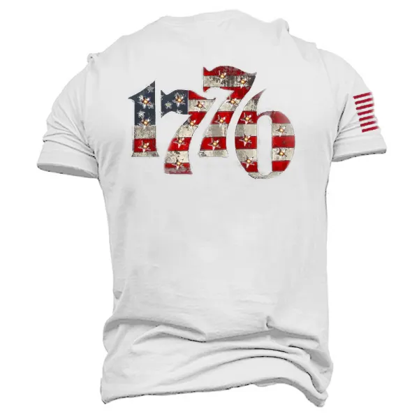 Vintage American Flag 1776 Men's Cotton T-Shirt - Www-beta.selaros.com 