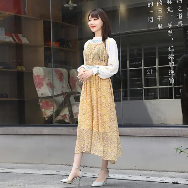 2025 spring and summer new dress Nanyou high-end women's temperament casual long skirt floral princess sleeve skirt 2986 - Www-beta.selaros.com 