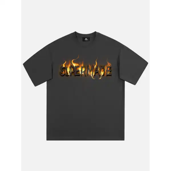 The Supermade Burning Letters Print T-shirt1 - Www-beta.selaros.com 