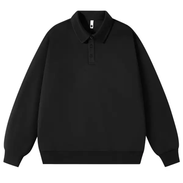 Spring And Autumn  Sweatshirt Men's Trendy Brand American Style Solid Color Loose Sports Lapel Top Clothes Design Sweatshirt 